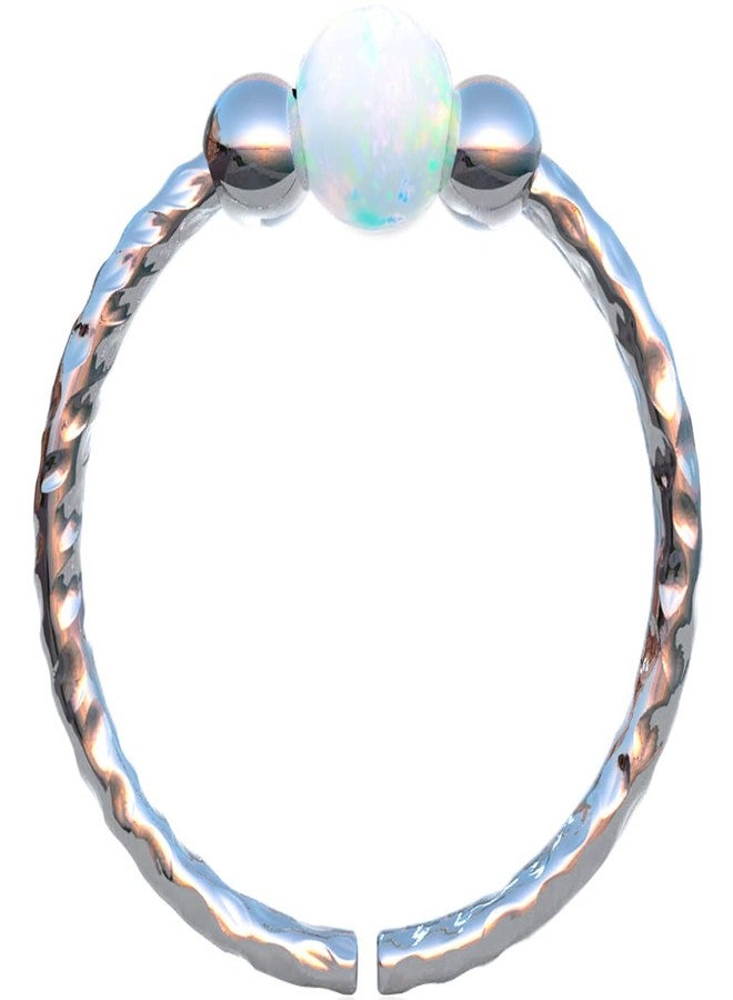 BILIBOOM Thin White Opal Sterling Silver Nose Ring - 22 Gauge Tiny Handmade Silver Opal Nose Hoop - 925 Sterling Silver Nose Piercing For Women - Elegant Design - Comes with Gift Packaging - Image 4